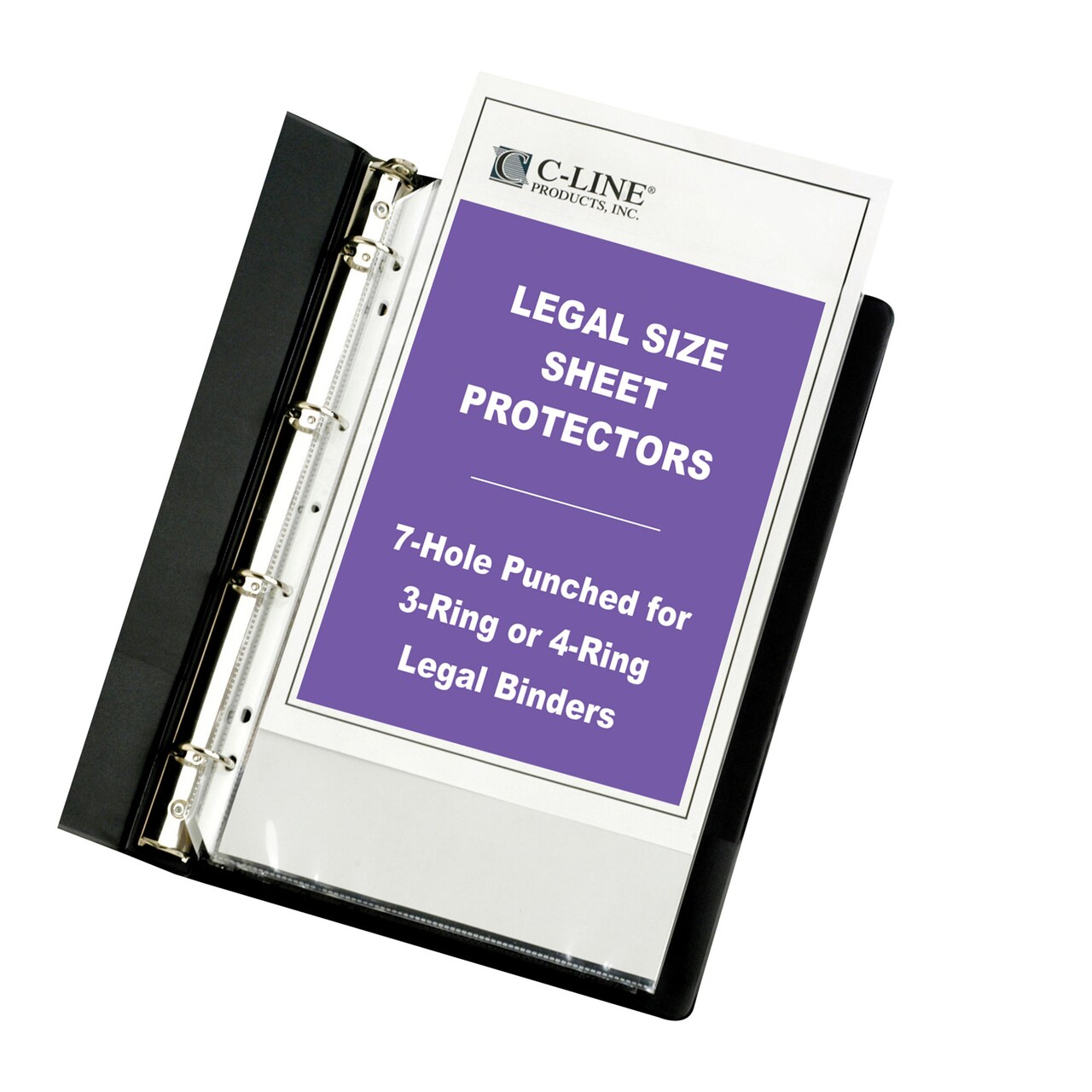 Heavyweight Polypropylene Sheet Protector, LEGAL clear, 7-hole punched for 3-ring or 4-ring binders, 14 x 8 1/2, 50/BX, 62047